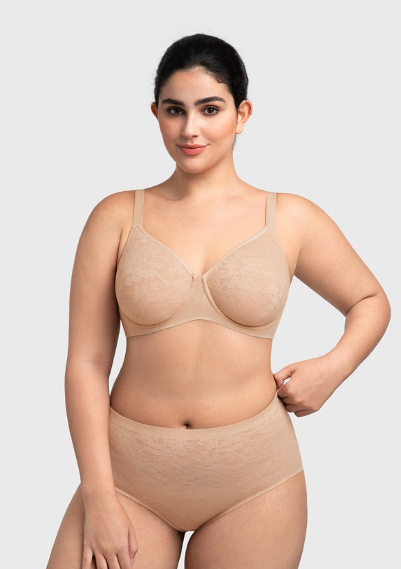 Bramela Auri Seamless Lace Support Bra Full Coverage Underwire Comfort Fit