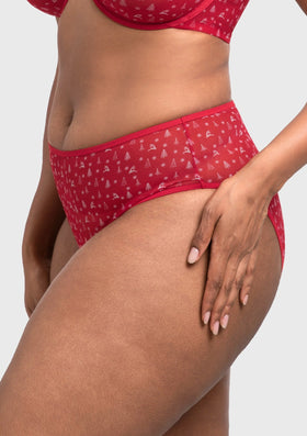 Bramela Christmas Holiday Edit Printed Mesh Panty Breathable Soft Full Coverage Comfort Fit - 0