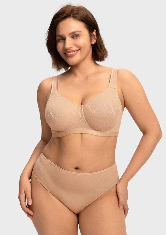 Bramela Skylark Breathable Lightweight Supportive Jacquard Mesh Wide Strap 3/4 Cup Comfort Bra