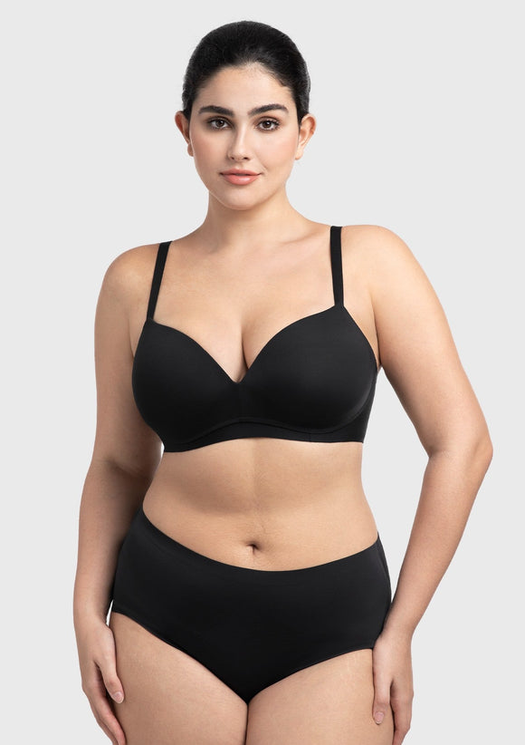 Comfortable Wireless Push Up Plunge Bra with Padded V Lift