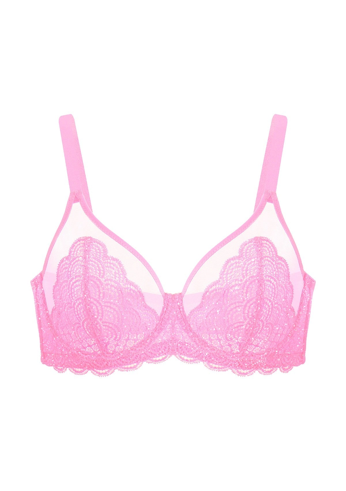 (Cardi B recommends)HSIA Mermaid Scales Lace Stardust-Pink Unlined Bra