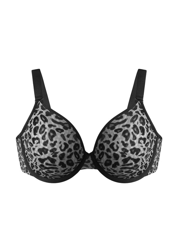 Bramela Leopard wild Unlined Plus Size Breathable Soft Mesh No Padding Underwire Bra
