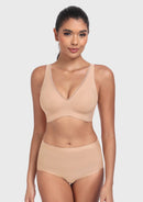 Deep V Seamless Bra Wireless Lift Breathable Perforated Foam Cups-2