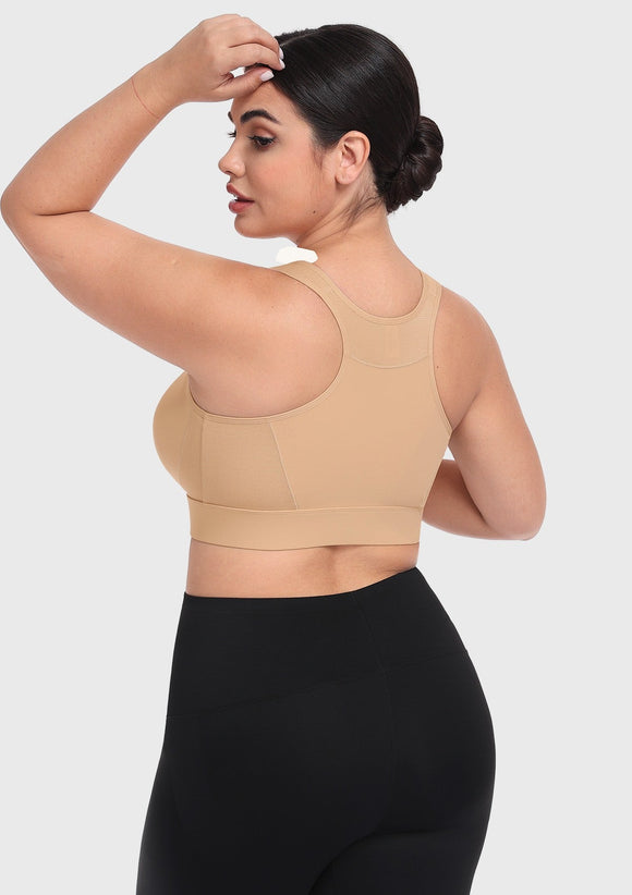 Bramela PowerMove High Support Zip Front Sports Bra Wireless No Bounce Adjustable Wide Straps