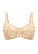 Bramela Petalia Plus Size Seamless Lace Underwire Balconette Demi No Padded Bra with High Elastic Fabric Delicate Lace Trim Cutout & Adjustable Straps-10
