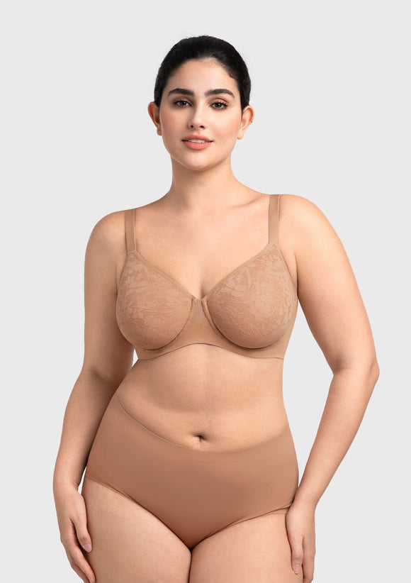 Bramela Auri Seamless Lace Support Bra Full Coverage Underwire Comfort Fit