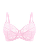 Bramela Petalia Plus Size Seamless Lace Underwire Balconette Demi No Padded Bra with High Elastic Fabric Delicate Lace Trim Cutout & Adjustable Straps-5