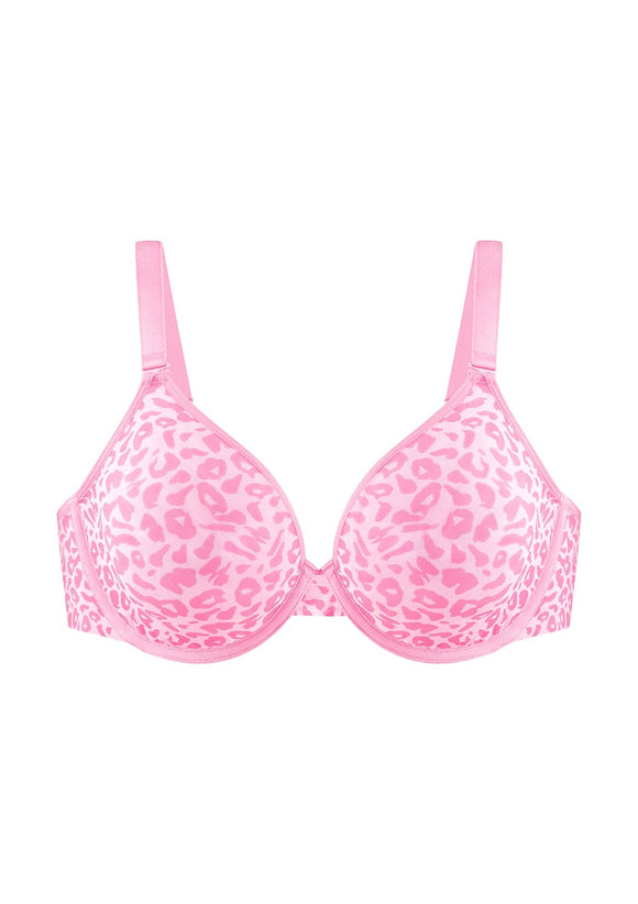 Bramela Leopard wild Unlined Plus Size Breathable Soft Mesh No Padding Underwire Bra