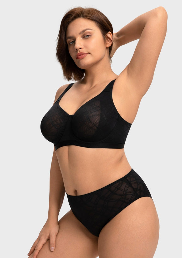 Bramela Skylark Breathable Lightweight Supportive Jacquard Mesh Wide Strap 3/4 Cup Comfort Bra