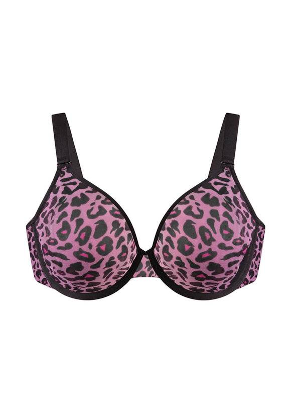 Bramela Leopard wild Unlined Plus Size Breathable Soft Mesh No Padding Underwire Bra