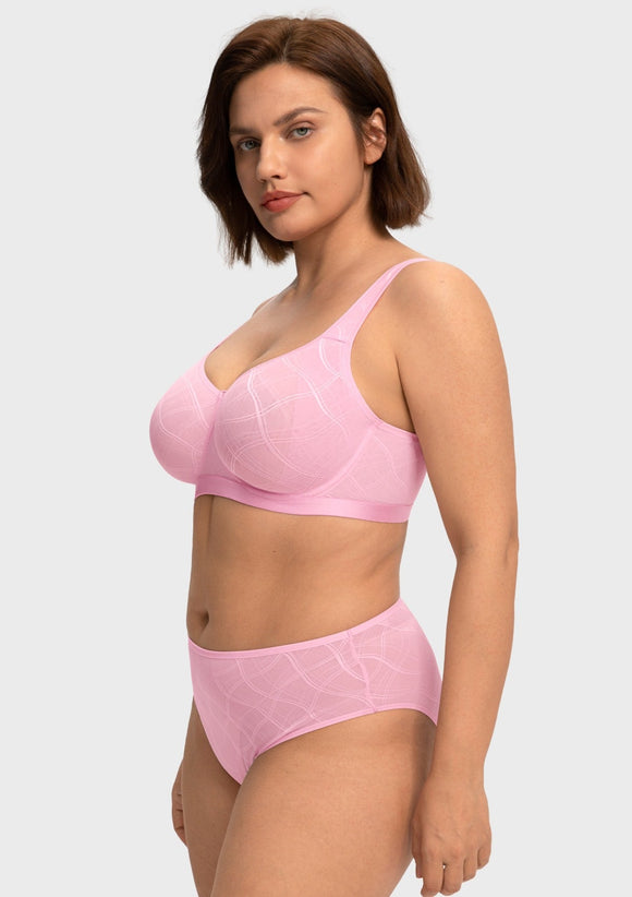 Bramela Skylark Breathable Lightweight Supportive Jacquard Mesh Wide Strap 3/4 Cup Comfort Bra