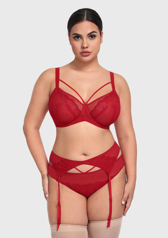Bramela Renna Holiday Edit Embroidery Red Underwire Bra