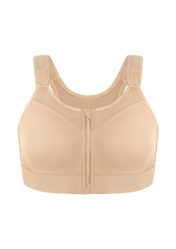 Bramela PowerMove High Support Zip Front Sports Bra Wireless No Bounce Adjustable Wide Straps