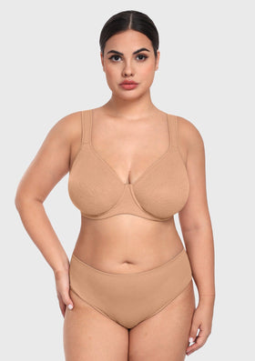 Bramela Joan Comfortzone Soft T-Shirt Full Coverage Unlined Unpadded Underwire Plus Size Minimizer Bra Everyday Bra