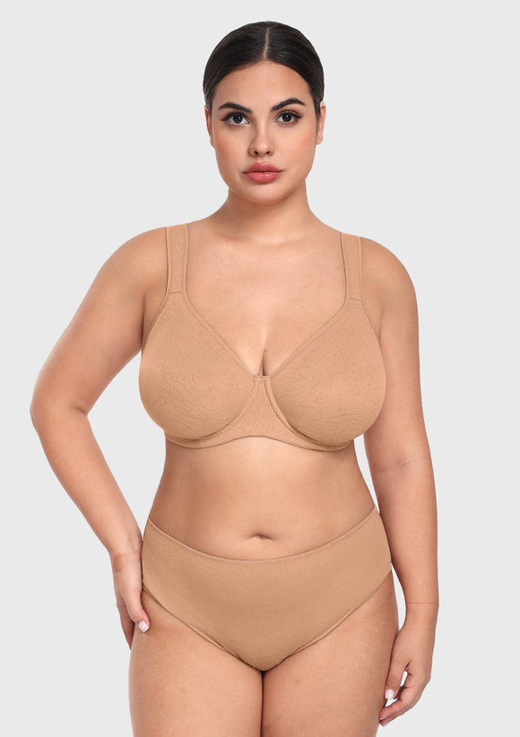 Bramela Joan Comfortzone Soft T-Shirt Full Coverage Unlined Unpadded Underwire Plus Size Minimizer Bra Everyday Bra
