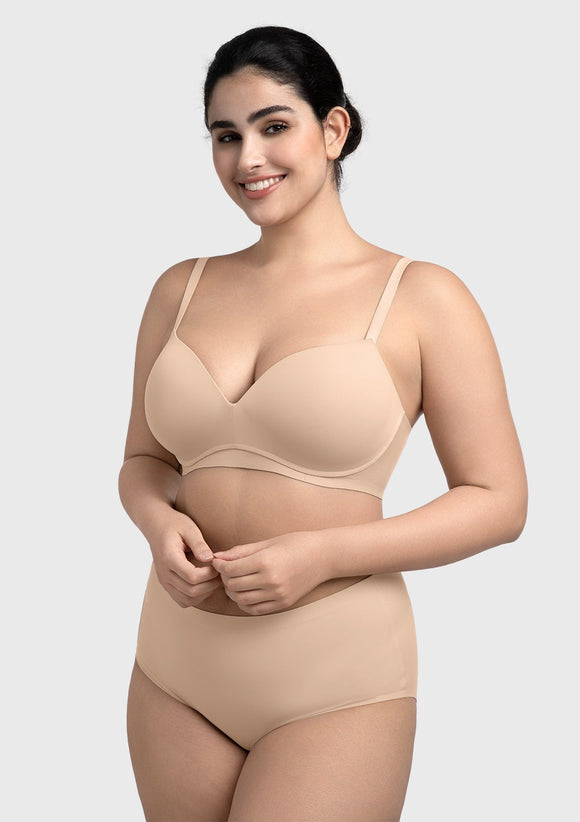 Comfortable Wireless Push Up Plunge Bra with Padded V Lift
