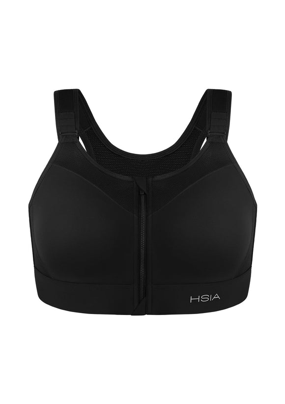 Bramela PowerMove High Support Zip Front Sports Bra Wireless No Bounce Adjustable Wide Straps