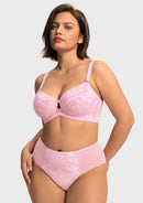 Bramela Petalia Plus Size Seamless Lace Underwire Balconette Demi No Padded Bra with High Elastic Fabric Delicate Lace Trim Cutout & Adjustable Straps-2