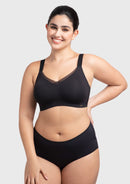 Songful Plus Size Seamless Wireless Supportive Full Coverage Mesh Crossover Bra-1