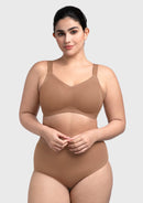 Songful Plus Size Seamless Wireless Supportive Full Coverage Mesh Crossover Bra-7