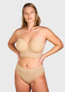 Daisy Smooth Lace Beige Lightly Padded Longline Underwire Strapless Balconette Bra-1