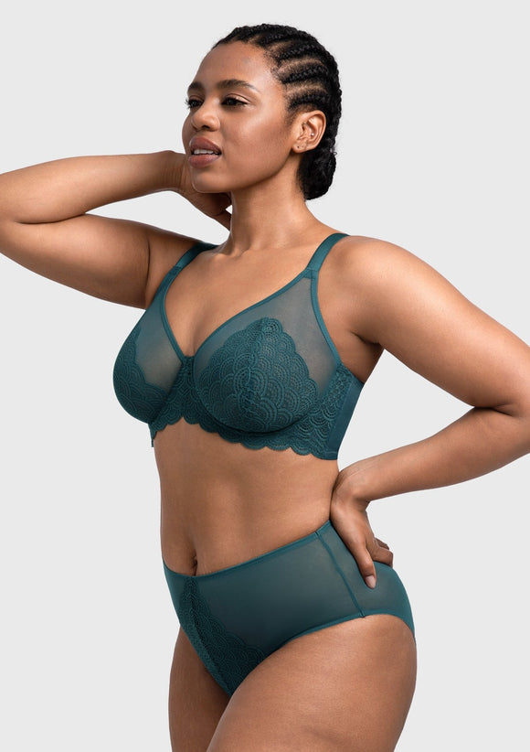 Bramela Mermaid Scales Lace Beige Brown Unlined Bra