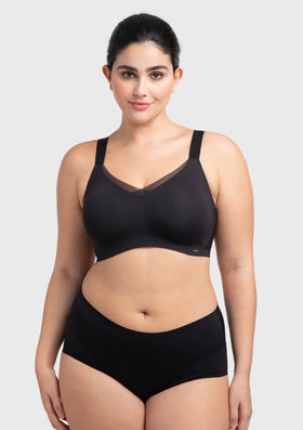 Songful Plus Size Seamless Wireless Supportive Full Coverage Mesh Crossover Bra - 0