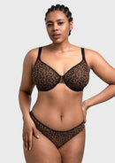 Bramela Leopard wild Unlined Plus Size Breathable Soft Mesh No Padding Underwire Bra-1