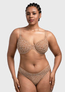 Bramela Leopard wild Unlined Plus Size Breathable Soft Mesh No Padding Underwire Bra-9