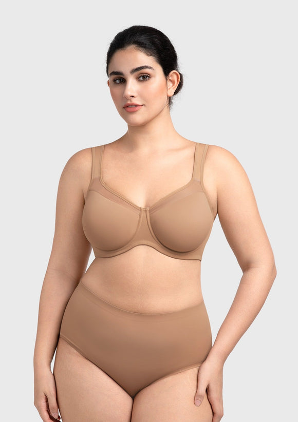 Bramela Alina Full Coverage Underwire Bra Plus Size Supportive Unlined Adjustable Strap Comfort Fit T-Shirt Style