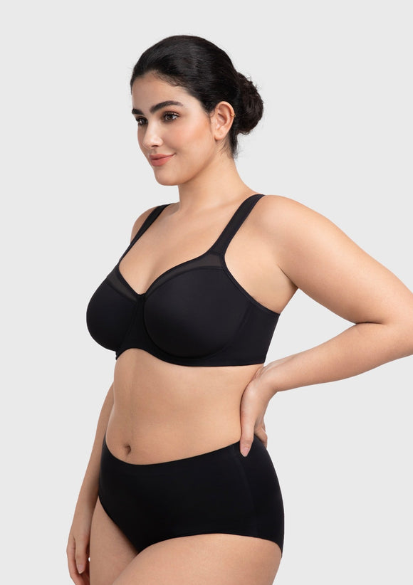 Bramela Alina Full Coverage Underwire Bra Plus Size Supportive Unlined Adjustable Strap Comfort Fit T-Shirt Style