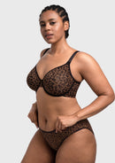 Bramela Leopard wild Unlined Plus Size Breathable Soft Mesh No Padding Underwire Bra-2