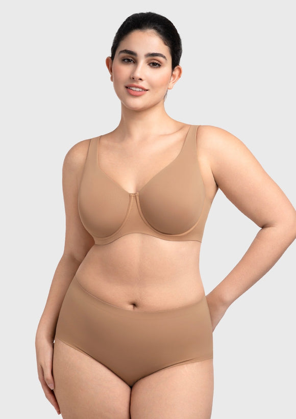 Bramela Esme Minimizer Bras for Women Plus Size Full Coverage No Padding Unlined T Shirt Bra Seamless Underwire Cool Comfort Daily Bras