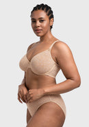 Bramela Leopard wild Unlined Plus Size Breathable Soft Mesh No Padding Underwire Bra-6
