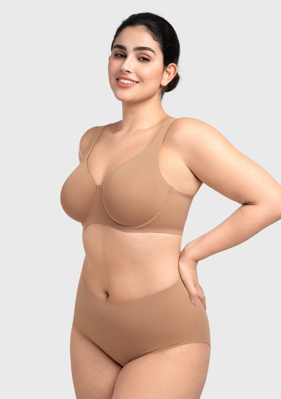 Bramela Esme Minimizer Bras for Women Plus Size Full Coverage No Padding Unlined T Shirt Bra Seamless Underwire Cool Comfort Daily Bras
