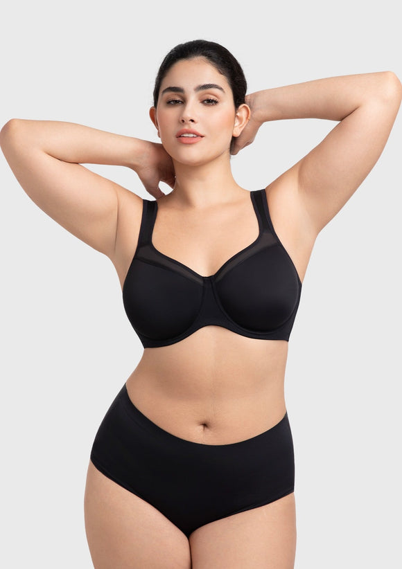 Bramela Alina Full Coverage Underwire Bra Plus Size Supportive Unlined Adjustable Strap Comfort Fit T-Shirt Style