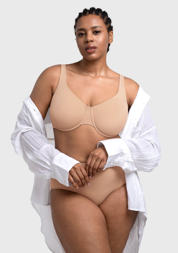 Full Coverage Plus Size T-Shirt Bra with Silky Satin Feel