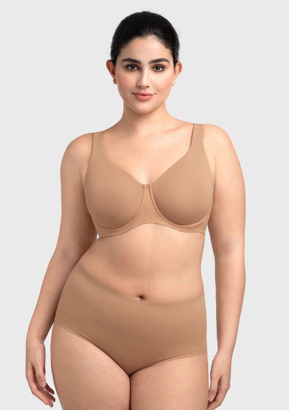 Bramela Esme Minimizer Bras for Women Plus Size Full Coverage No Padding Unlined T Shirt Bra Seamless Underwire Cool Comfort Daily Bras