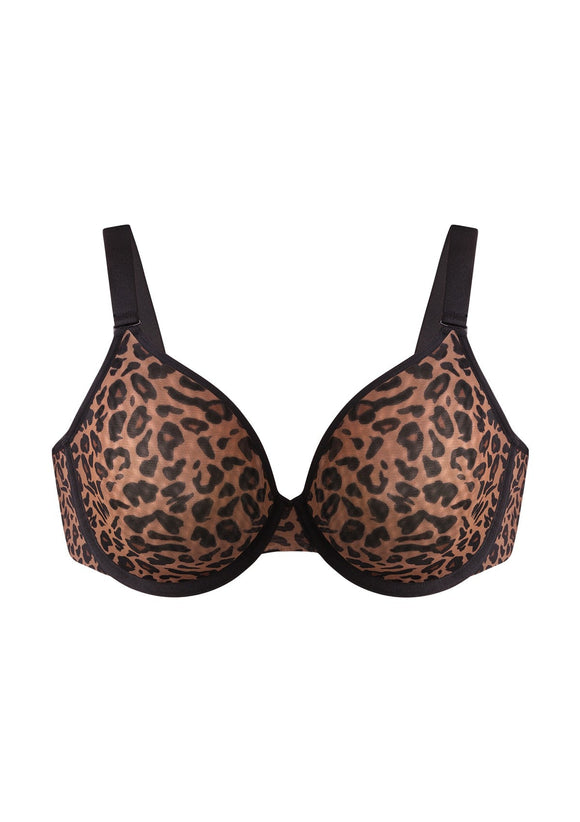 Bramela Leopard wild Unlined Plus Size Breathable Soft Mesh No Padding Underwire Bra